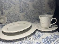 1990s Vintage Gibson White And Gold China DinnerWare Set 60 -piece