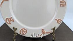 2 Frankoma Pottery Ranch Bone White Dinner Plate Set Plates 10.5 Cattle Brands