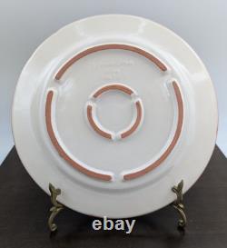 2 Frankoma Pottery Ranch Bone White Dinner Plate Set Plates 10.5 Cattle Brands