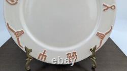 2 Frankoma Pottery Ranch Bone White Dinner Plate Set Plates 10.5 Cattle Brands