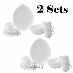 2 SETS of Vine Collection Opal 40-Piece Glassware Dinnerware Set by Matashi