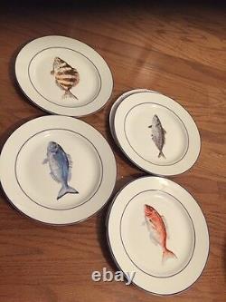 2 Sets (8 plates) WILLIAMS SONOMA LA MER Marc Lacaze DINNER FISH PLATES NIB