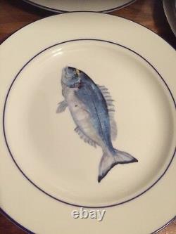 2 Sets (8 plates) WILLIAMS SONOMA LA MER Marc Lacaze DINNER FISH PLATES NIB