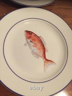 2 Sets (8 plates) WILLIAMS SONOMA LA MER Marc Lacaze DINNER FISH PLATES NIB
