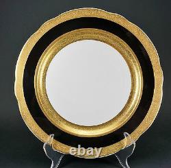 2 Vintage Jackson Custom China Black Gold Restaurant Ware Dinner Plates Plate