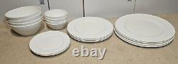 (20) Mikasa Trellis White Bone China Set for 4 Dinner Salad Plate & Soup Bowl