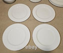 (20) Mikasa Trellis White Bone China Set for 4 Dinner Salad Plate & Soup Bowl