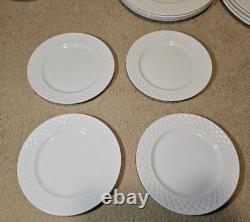 (20) Mikasa Trellis White Bone China Set for 4 Dinner Salad Plate & Soup Bowl