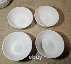 (20) Mikasa Trellis White Bone China Set for 4 Dinner Salad Plate & Soup Bowl