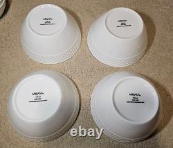 (20) Mikasa Trellis White Bone China Set for 4 Dinner Salad Plate & Soup Bowl