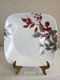 20 Pc Set Corelle Kyoto Leaves Square Dinnerware Vitrelle Break Chip Resistant