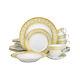 20 Piece Athena Gold Greek Key Bone China Dinner Serving Dish Set for 4 White