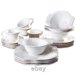 20-Piece Baroque Dinnerware Set, White