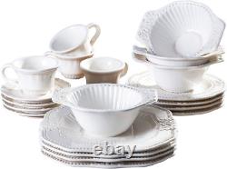 20-Piece Baroque Dinnerware Set, White