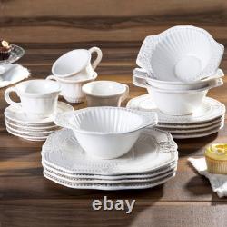 20-Piece Baroque Dinnerware Set, White