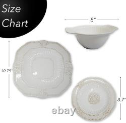 20-Piece Baroque Dinnerware Set, White