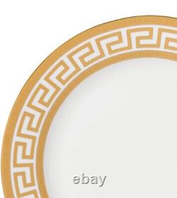 20 Piece Bone China Dinnerware Set Service For 4 White And Golden Greek Key