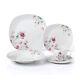 20 Pieces Porcelain Square Dinnerware Set Service for 4 Small Floral Design