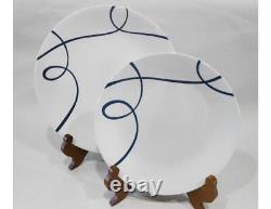 20-pc Corelle LIA DINNERWARE SET / Plates Bowls Mugs Cobalt Blue Curly Swirls