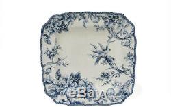 222 Fifth 16-Piece Adelaide Blue White Dinnerware Set Porcelain Square Casual