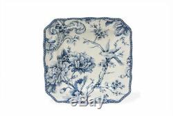 222 Fifth 16-Piece Adelaide Blue White Dinnerware Set Porcelain Square Casual