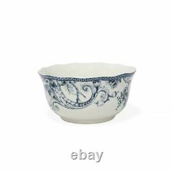 222 Fifth 16-Piece Blue and Whit Scalloped Porcelain Adelaide Dinnerware Set