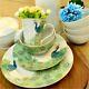 222 Fifth 16-piece Glamourous Green Peacock Dinnerware Set Service for 4 NEW