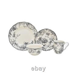 222 Fifth Adelaide 16-Piece Casual Grey Porcelain Dinnerware Set Service
