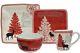 222 Fifth Christmas Tree 16-piece Square Dinnerware Set Service for 4 NEW
