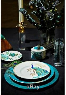 222 Fifth Peacock Garden Dinnerware Set Porcelain Hand-Applied Decal (16-Piece)