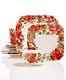 222 Fifth Winter Poinsettia 12 Pc Holiday Square Dish Set