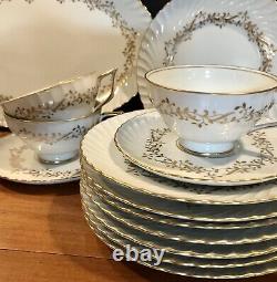 23 PC Antique German ROYAL TETTAU Dinnerware Set Gold Laurel Wreath EXCELLENT