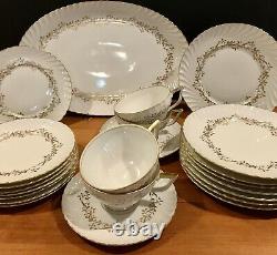 23 PC Antique German ROYAL TETTAU Dinnerware Set Gold Laurel Wreath EXCELLENT