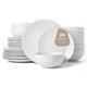 24 Piece Dinnerware Sets for 8, Service 8 (24pcs), White-Mixed Embossment