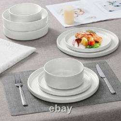 24 Piece Dinnerware Sets with Pasta Bowls for 6, Dinner Salad Plates