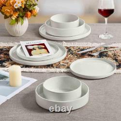 24 Piece Dinnerware Sets with Pasta Bowls for 6, Dinner Salad Plates
