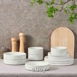 24 Piece Dinnerware Sets with Pasta Bowls for 6, Dinner Salad Plates 24 Piece Dinnerware Sets with Pasta Bowls for 6, Dinner Salad Plates