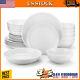 24-Piece Gourmet Porcelain Dinnerware Set White Round Serving Plates and Bowls