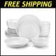 24-Piece Gourmet Porcelain Dinnerware Set for 6 Elegant White Round Design