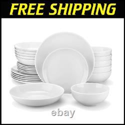 24-Piece Gourmet Porcelain Dinnerware Set for 6 Elegant White Round Design