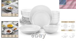 24-Piece Gourmet Porcelain Dinnerware Set for 6 Elegant White Round Design