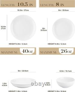 24-Piece Gourmet Porcelain Dinnerware Set for 6 Elegant White Round Design
