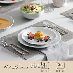24-Piece Gourmet Porcelain Dinnerware Set for 6 Elegant White Round Design