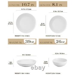 24-Piece Gourmet Porcelain Dinnerware Sets, Modern White Round Dish Set for 6