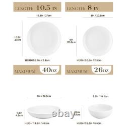24-Piece Gourmet Porcelain Dinnerware Sets, Modern White Round Dish Set for 6