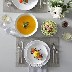 24-Piece Gourmet Porcelain Dinnerware Sets, Modern White Round Dish Set for 6