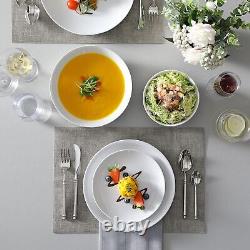 24-Piece Gourmet Porcelain Dinnerware Sets, Modern White Round Dish Set for 6