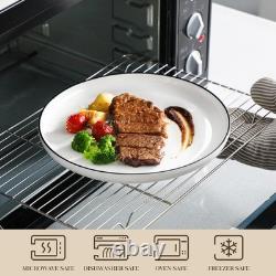 24 Piece Porcelain Dinnerware Set for 6 Ceramic Dishes with Black Rim MALACASA