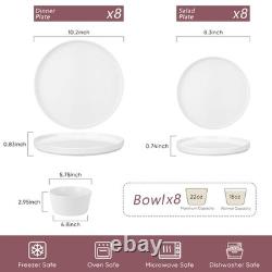 24 Pieces Dinnerware Dishes Set for 8, Handmade Stoneware Dining Plates and B