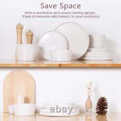 24 Pieces Dinnerware Dishes Set for 8, Handmade Stoneware Dining Plates and B